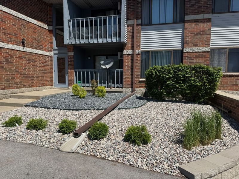 Building entrance and landscaping